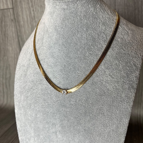 Kay Jewelers vintage 90s 14K gold chain with Square CZ stone - Picture 2 of 11